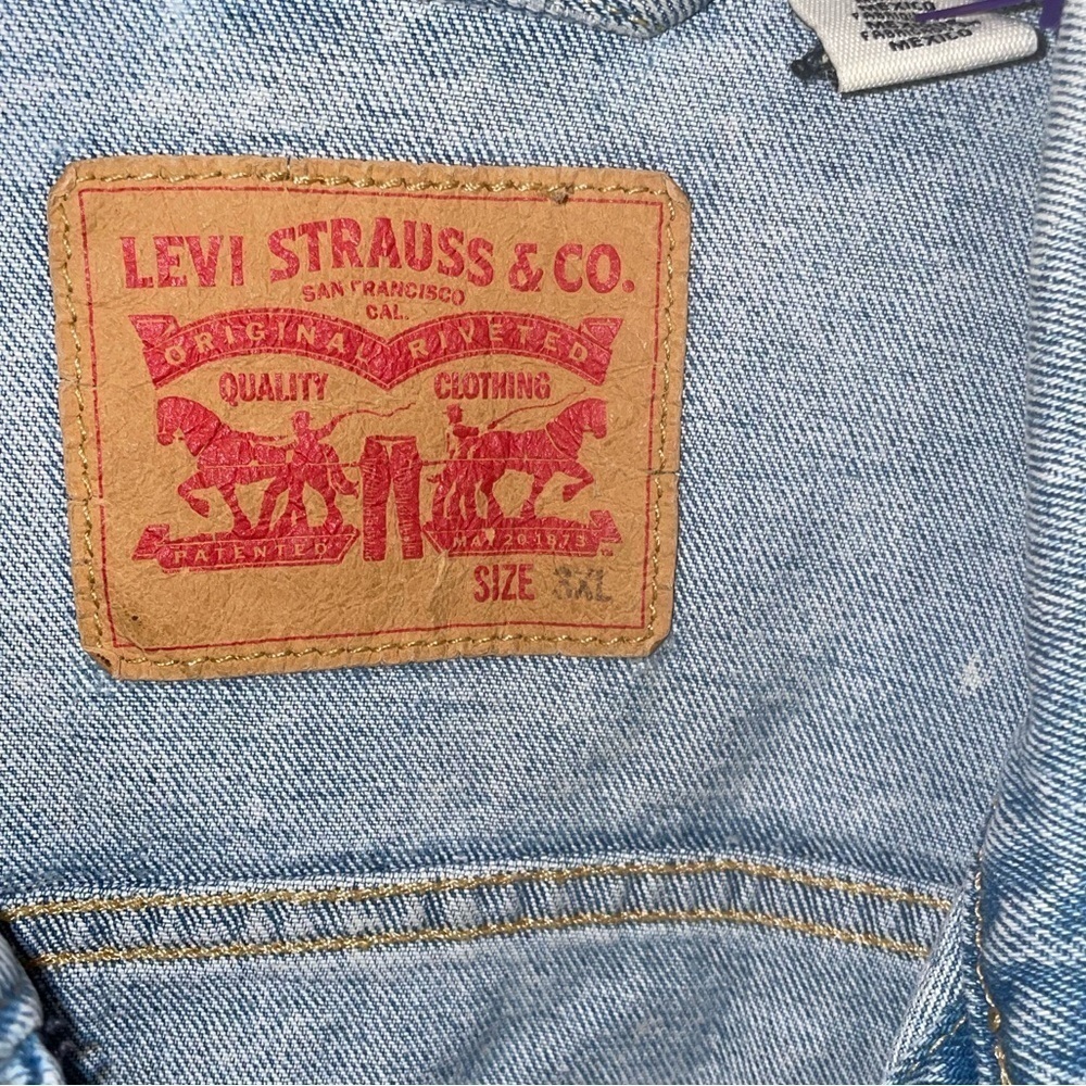 LEVIS Western rhinestone fringe trucker denim jean jacket 🪩 3XL Festival - Picture 11 of 14
